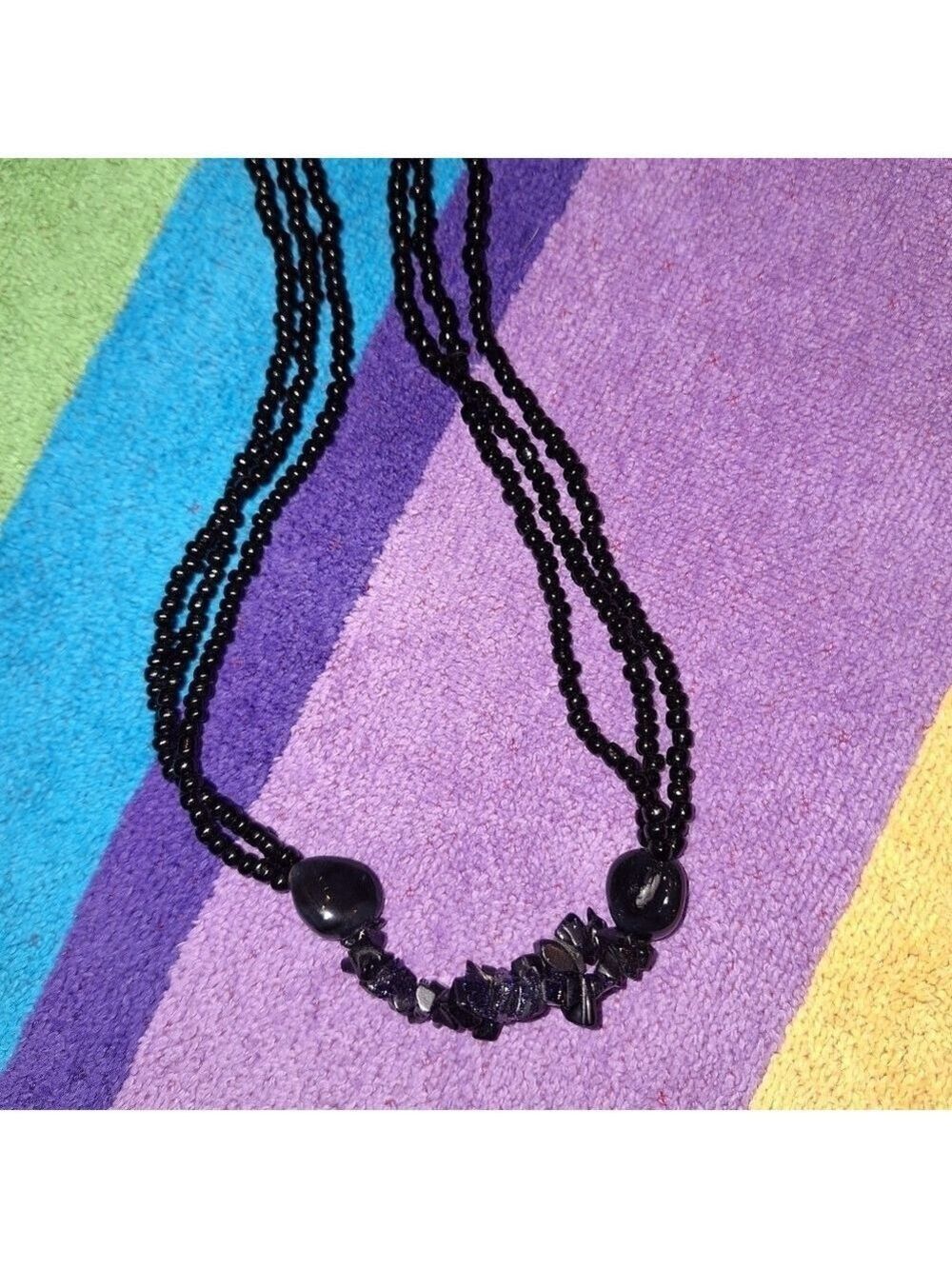 Black Seed Bead Layered Necklace